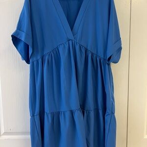Blue V-Neck Dress